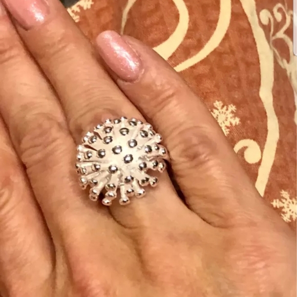 925 Sterling silver vintage fireworks silver ring - Picture 5 of 9